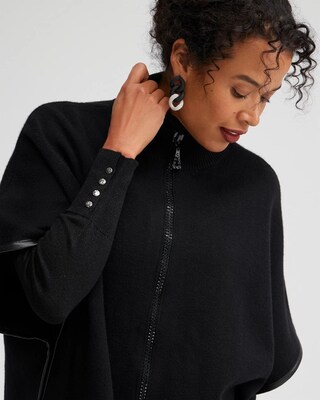 Embellished Zipper Sweater Ruana
