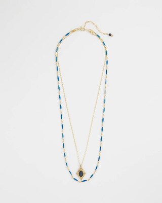 Double-Strand Sodalite Pendant Necklace click to view larger image.