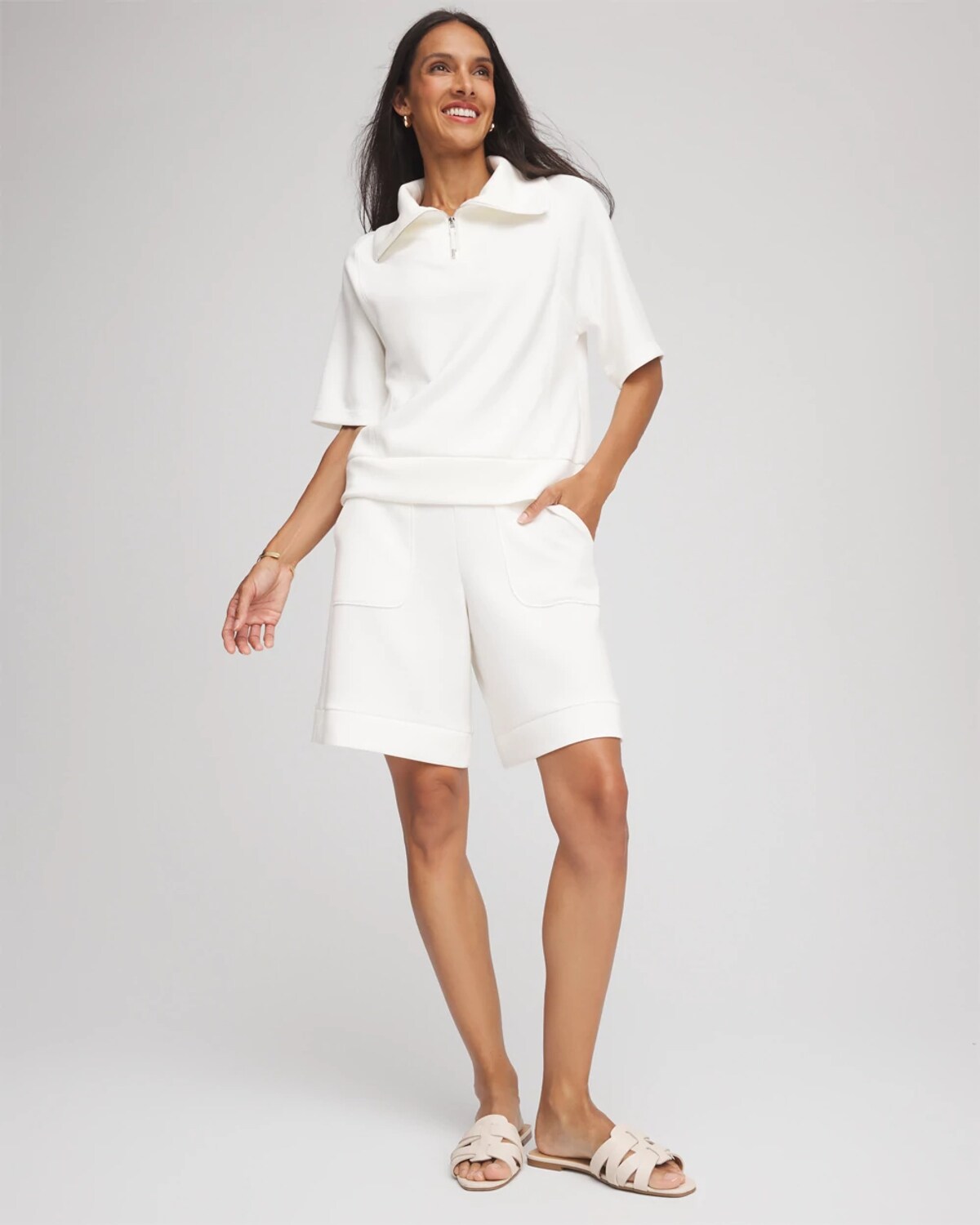 Chico's Scuba Pull-on Shorts In White In Sand