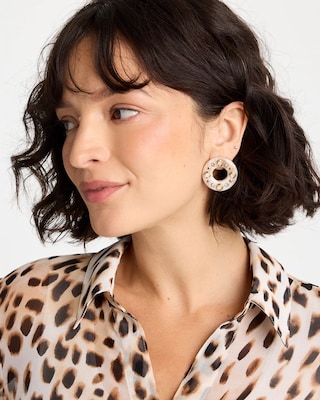 Embellished Neutral Stud Earrings click to view larger image.