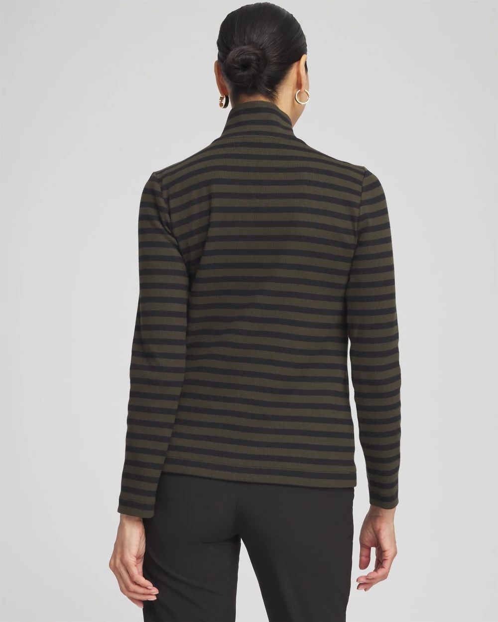 Zenergy® Stripe Mock Neck Zipper Tee