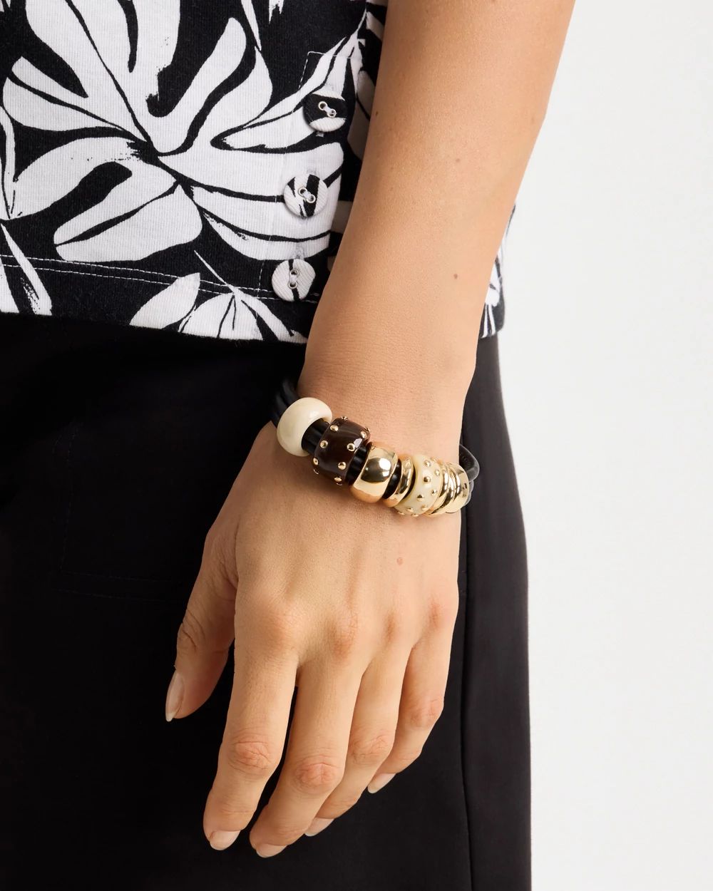 Embellished Rings Corded Bracelet click to view larger image.