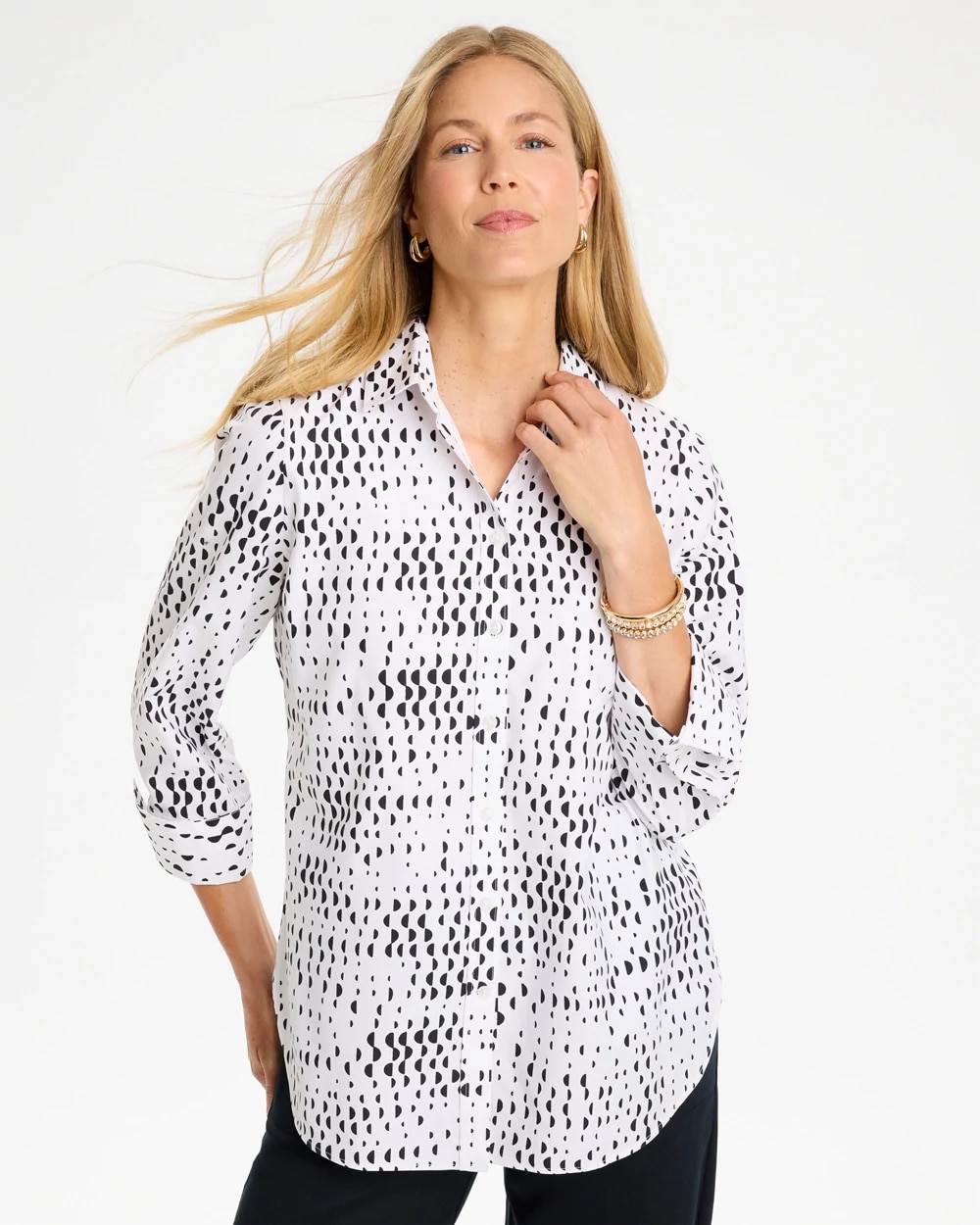 No Iron™ Stretch Geo Print Shirt, photo 1 of 5