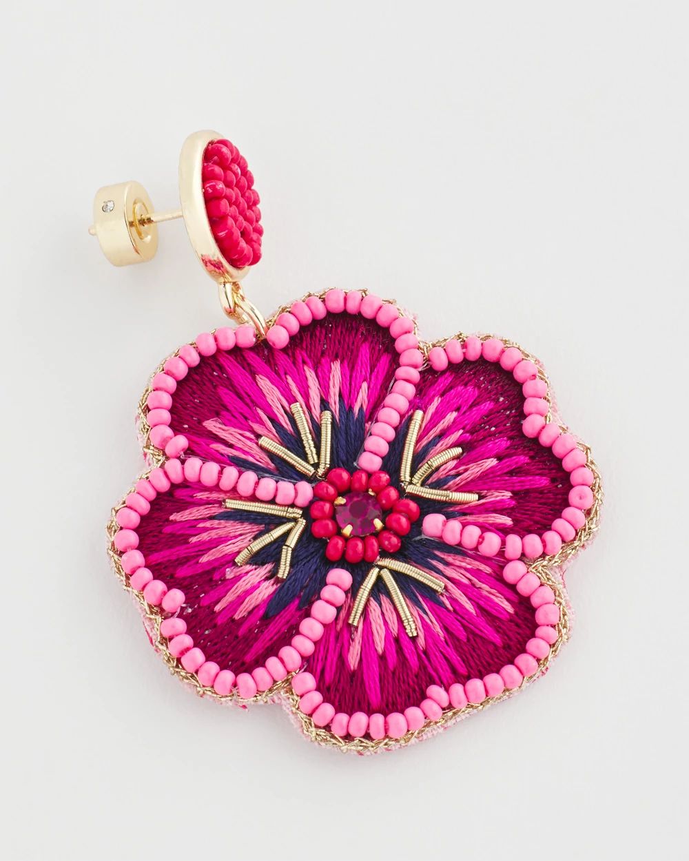 Thread Wrapped Flower Earrings