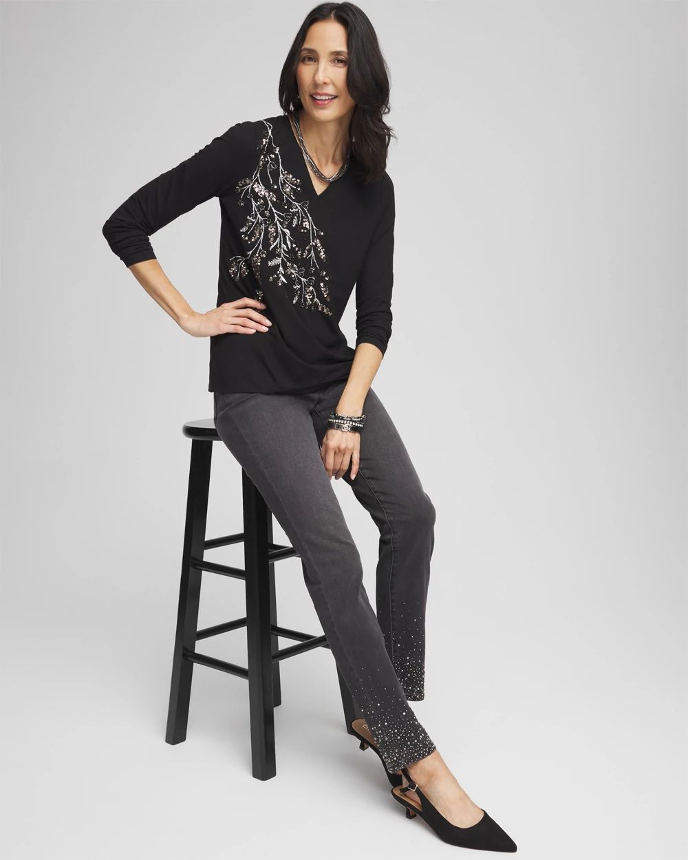Touch of Cool™ Embellished Layering Tee click to view larger image.