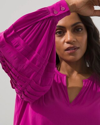Pleated Long Sleeve Blouse
