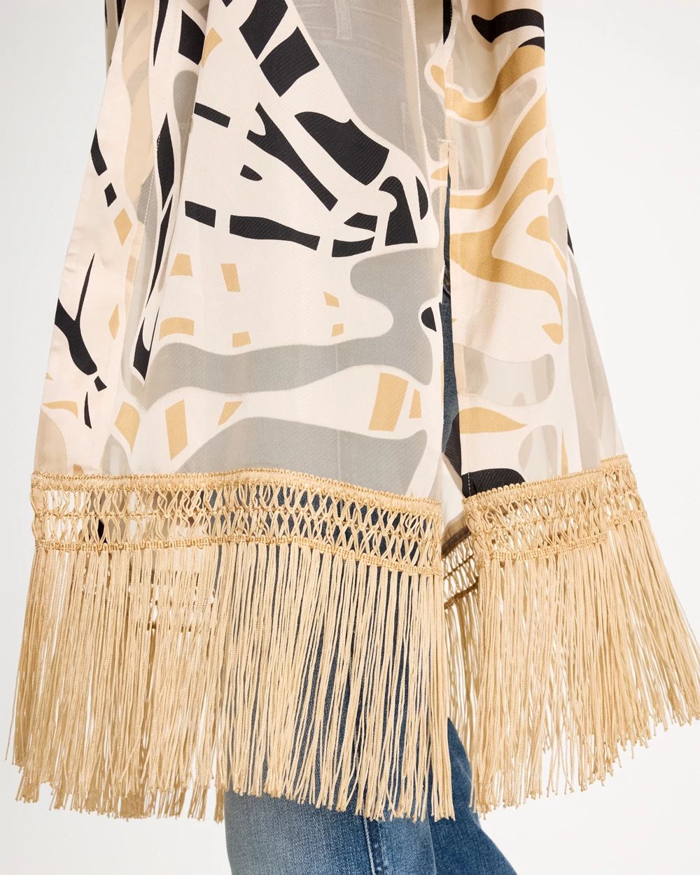 Woven Long Fringed Kimono click to view larger image.