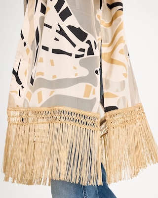 Woven Long Fringed Kimono click to view larger image.