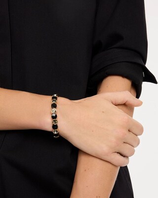 Black Enamel Stretch Bracelet click to view larger image.