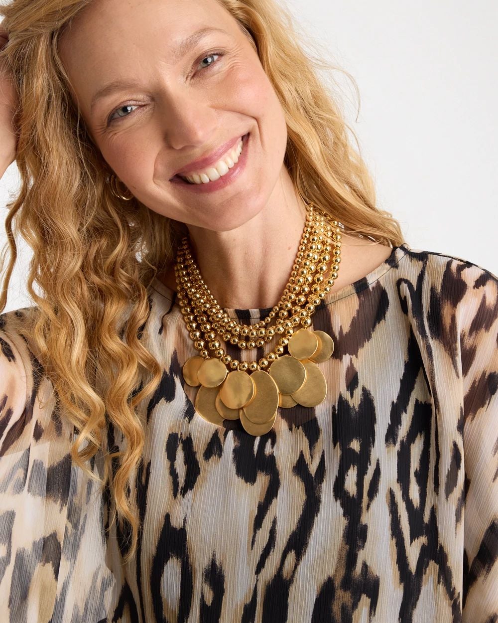 Chico’s Originals Beaded Coin Bib Necklace click to view larger image.
