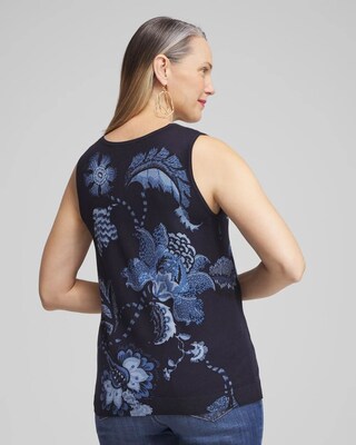 Spun Rayon Floral V-neck Tank