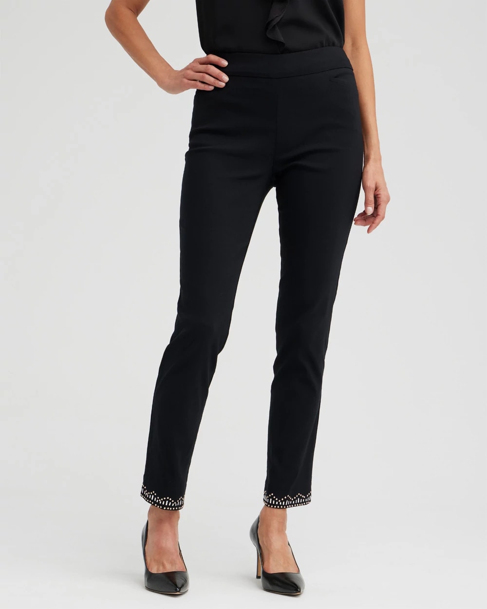 Brigitte Embellished Hem Ankle Pants