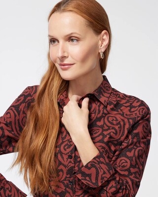 No Iron Stretch Sable Paisley Shirt