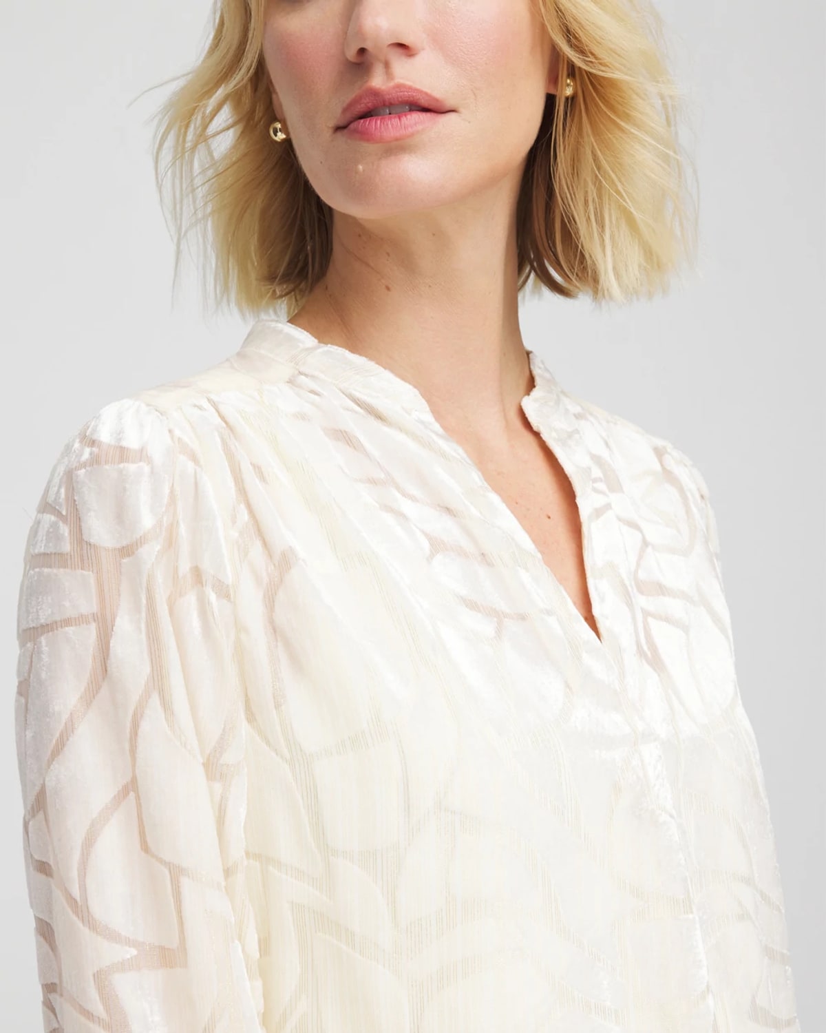 Chico's Cream Burnout Pullover Blouse