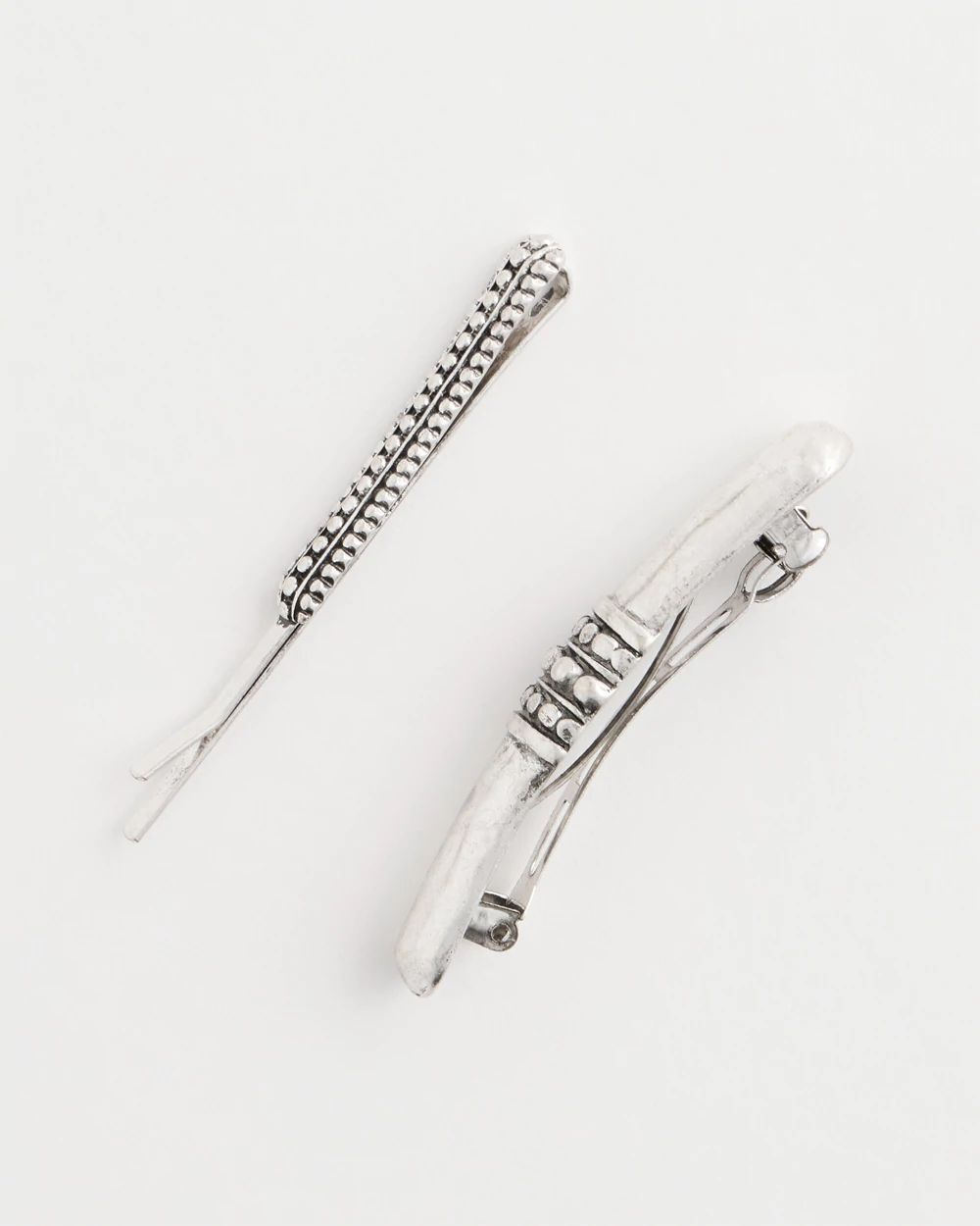 Silvertone Mixed Metal Hair Pin Set click to view larger image.