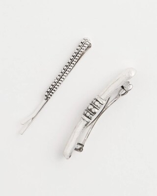 Silvertone Mixed Metal Hair Pin Set click to view larger image.