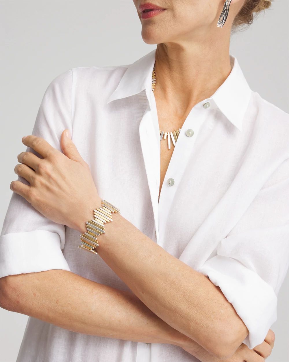 Mixed-Metal Stretch Bracelet