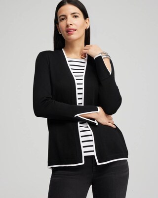Spun Rayon Contrast Trim Cardigan