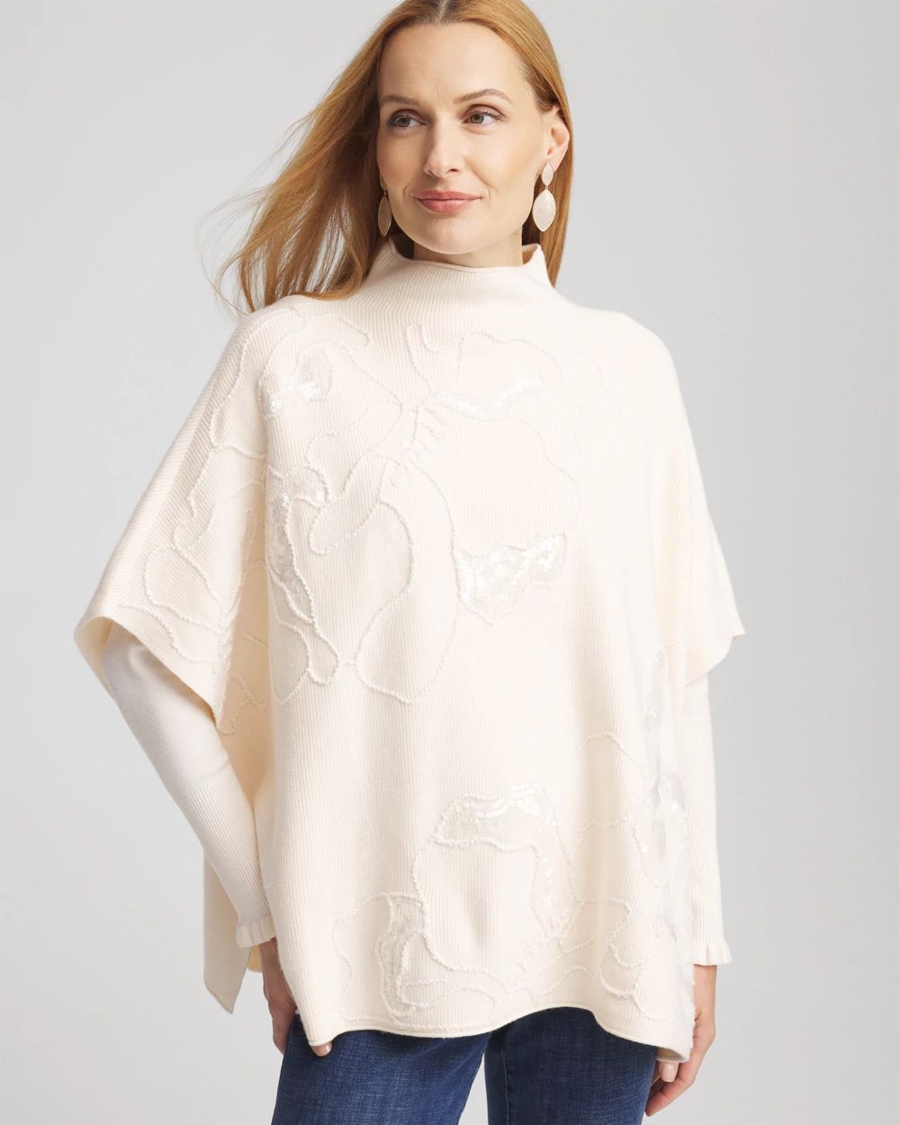 Embroidered Cashmere Blend Poncho