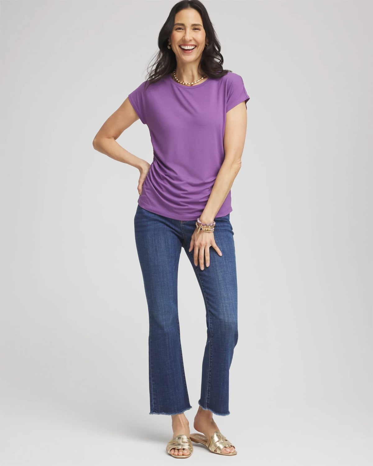 Chico's Cap Sleeve Dolman Tee In Purple