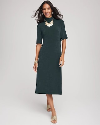 Travelers™ Mockneck Elbow-Sleeve Midi Dress click to view larger image.