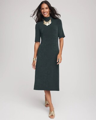 Travelers™ Mockneck Elbow-Sleeve Midi Dress click to view larger image.