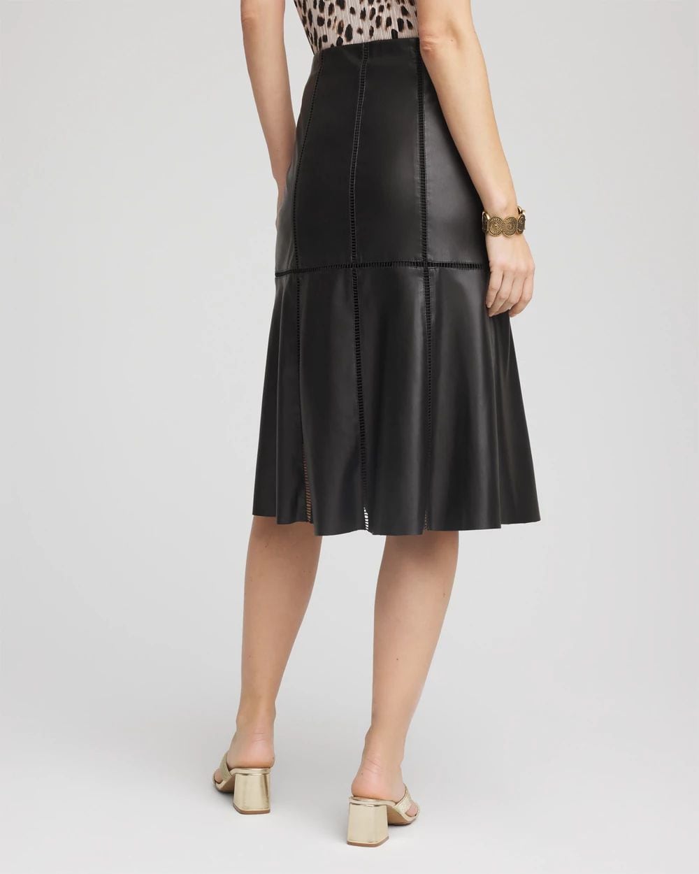 Faux Leather Seamed Skirt