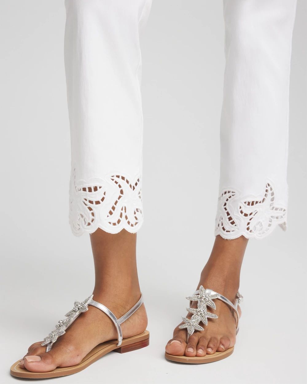 Petite Brigitte™ Cutwork-Hem Cropped Pants