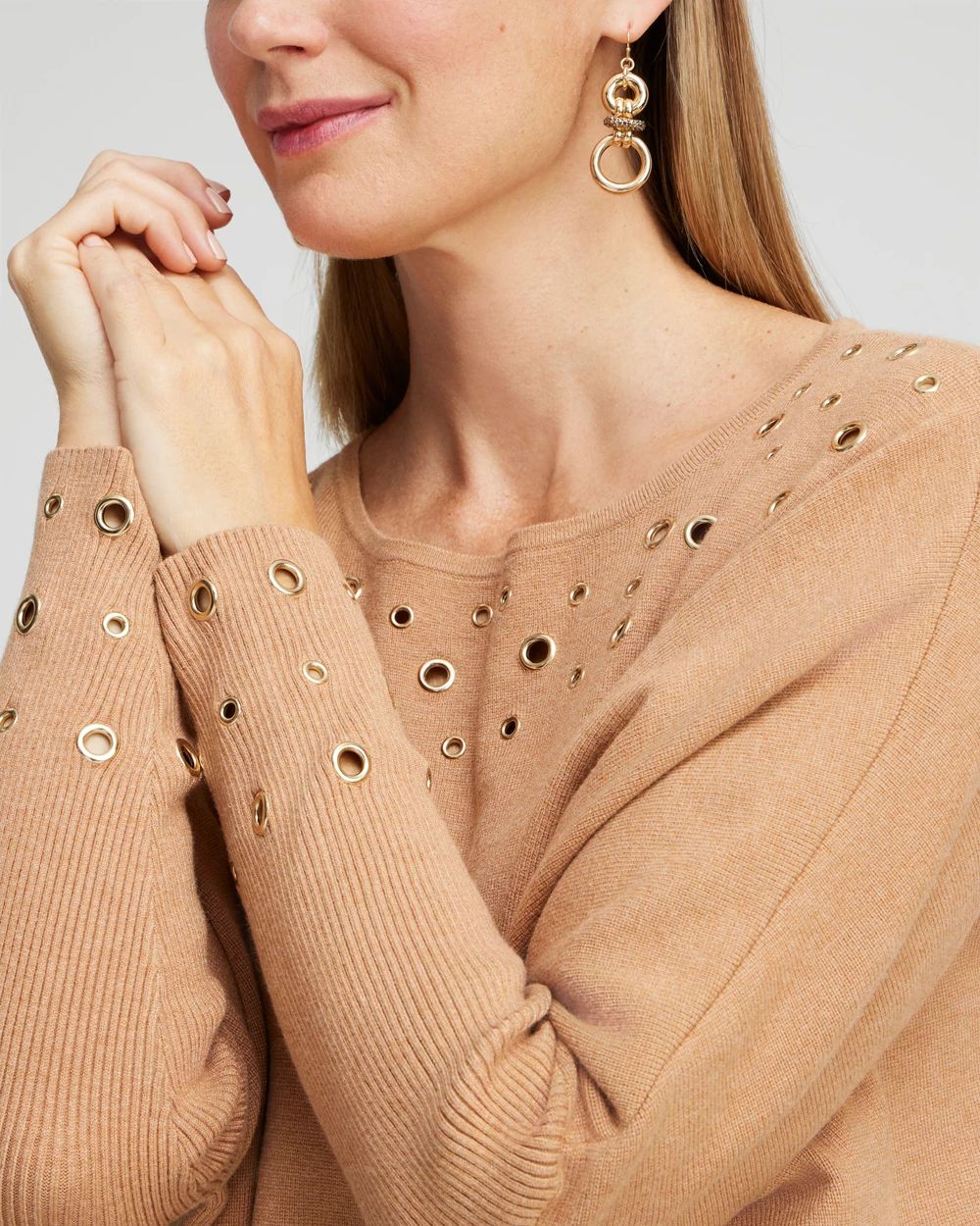 Grommet Detail Sweater Poncho