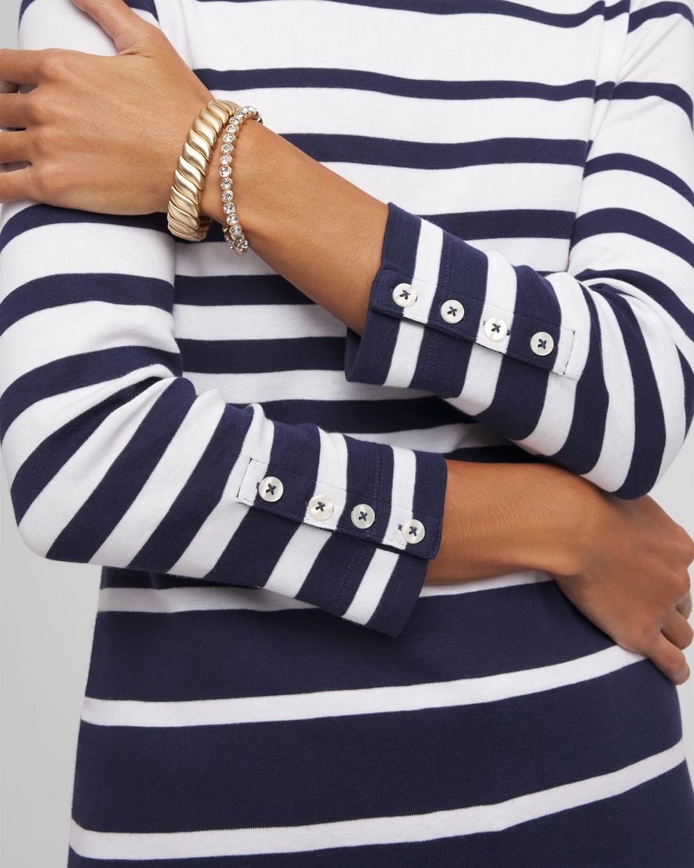 Striped 3/4 Sleeve Perfect Tee click to view larger image.