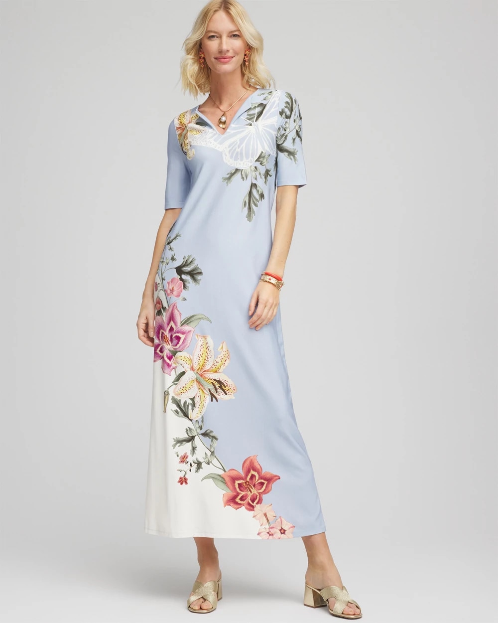 Floral Short Sleeved Maxi Dress
