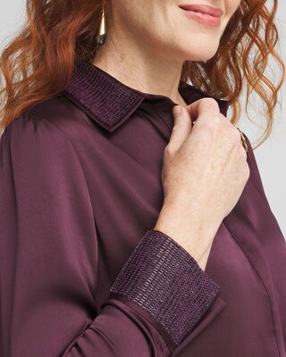 Satin Embroidered Shirt Dress click to view larger image.
