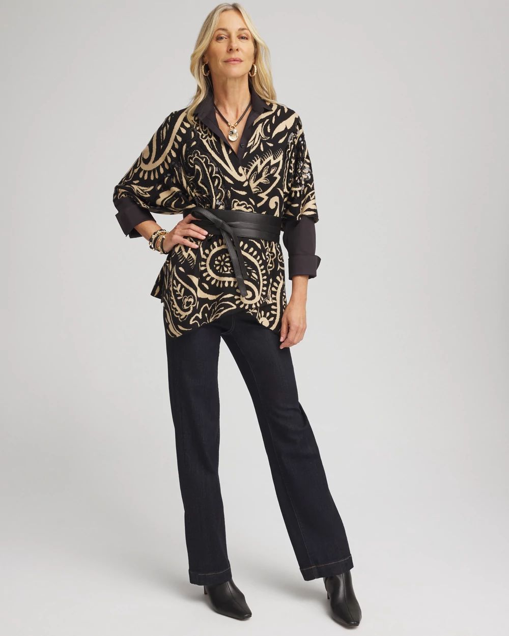 Embellished Paisley Sweater Ruana