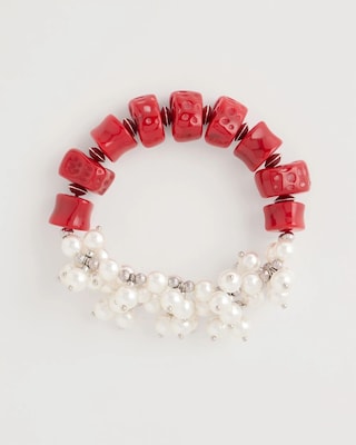 Red Resin Pearlescent Stretch Bracelet