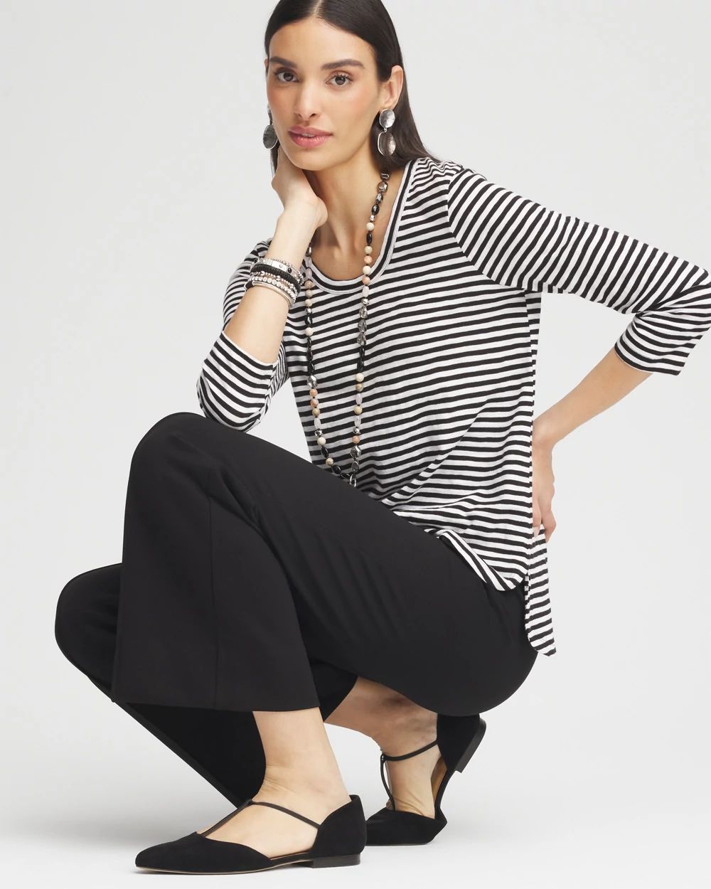 Striped Slub 3/4-Sleeve Tee