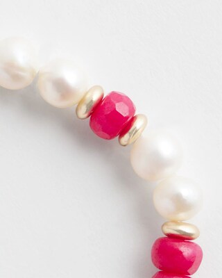 Jade & Fresh Water Pearl Stretch Bracelet