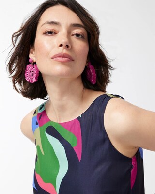 Tie-Back Floral Print Trapeze Dress