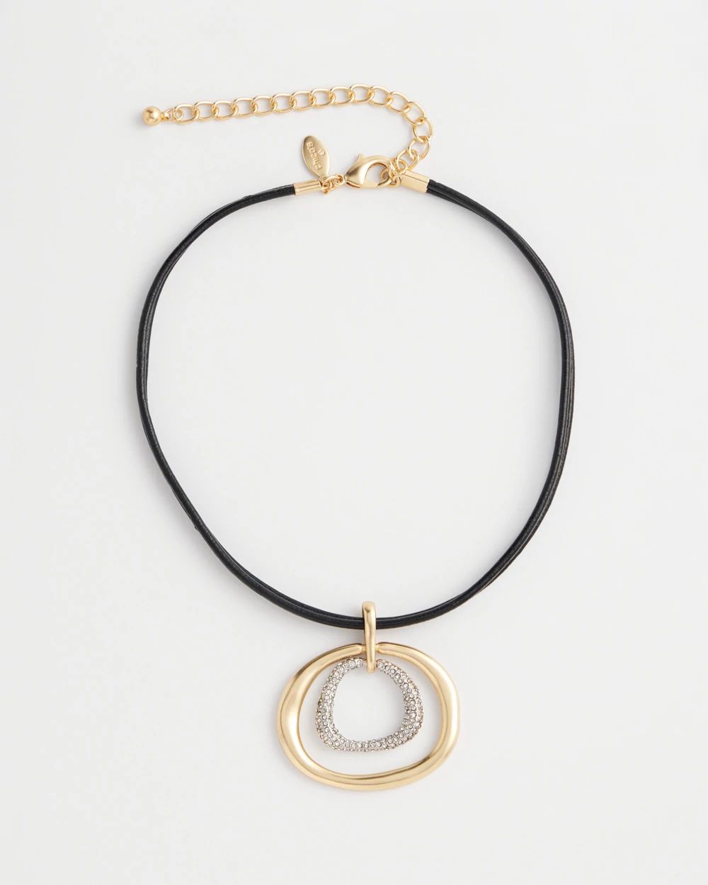 Pavé Pendant Faux Leather Necklace click to view larger image.