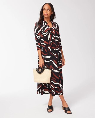 Travelers Abstract Print Cropped Cardigan