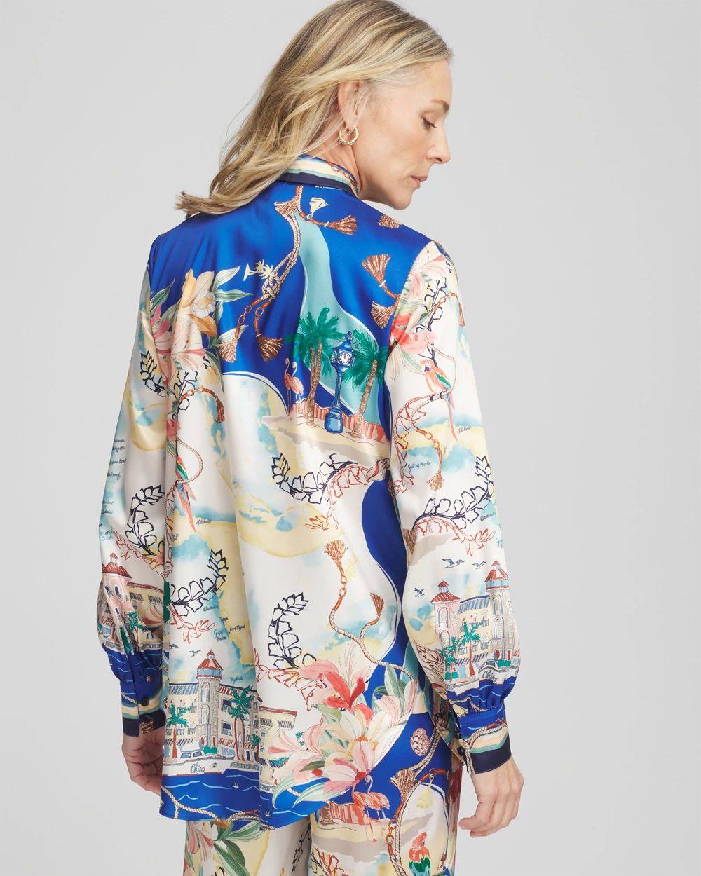 Faux Silk Coastal Collared Shirt