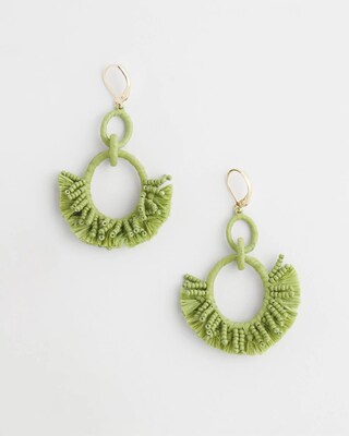 No Droop™ Green Raffia Wrap Earrings