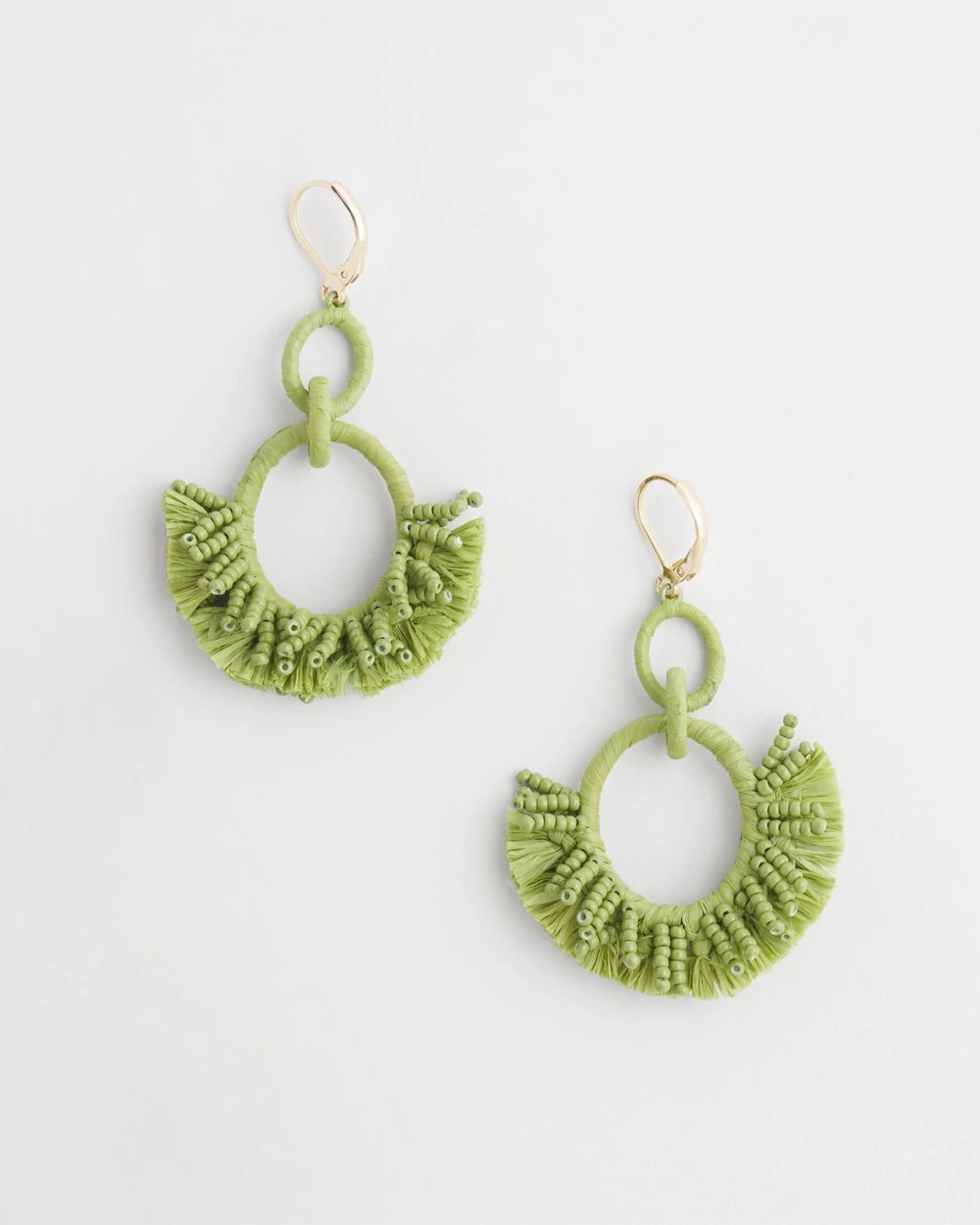 No Droop™ Green Raffia Wrap Earrings