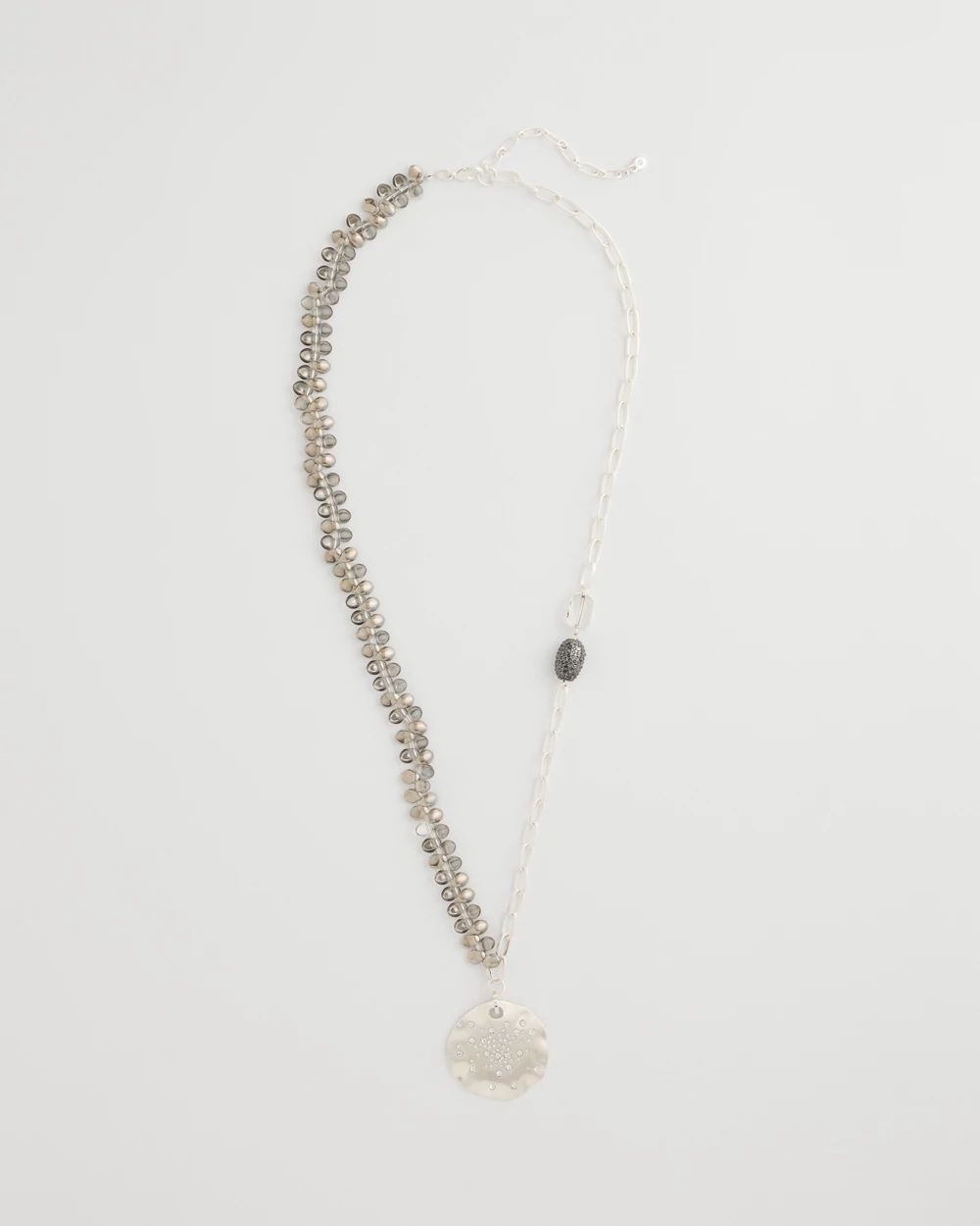 Asymmetrical Silvertone Sparkle Pendant Necklace