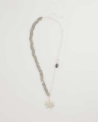 Asymmetrical Silvertone Sparkle Pendant Necklace