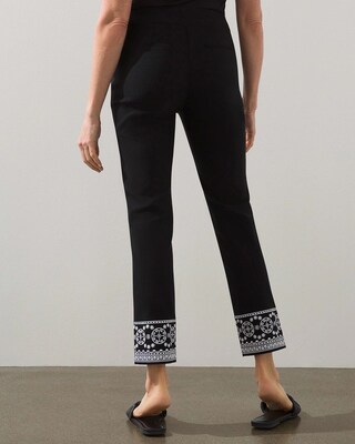 Brigitte Pull-On Embroidered Ankle Pants