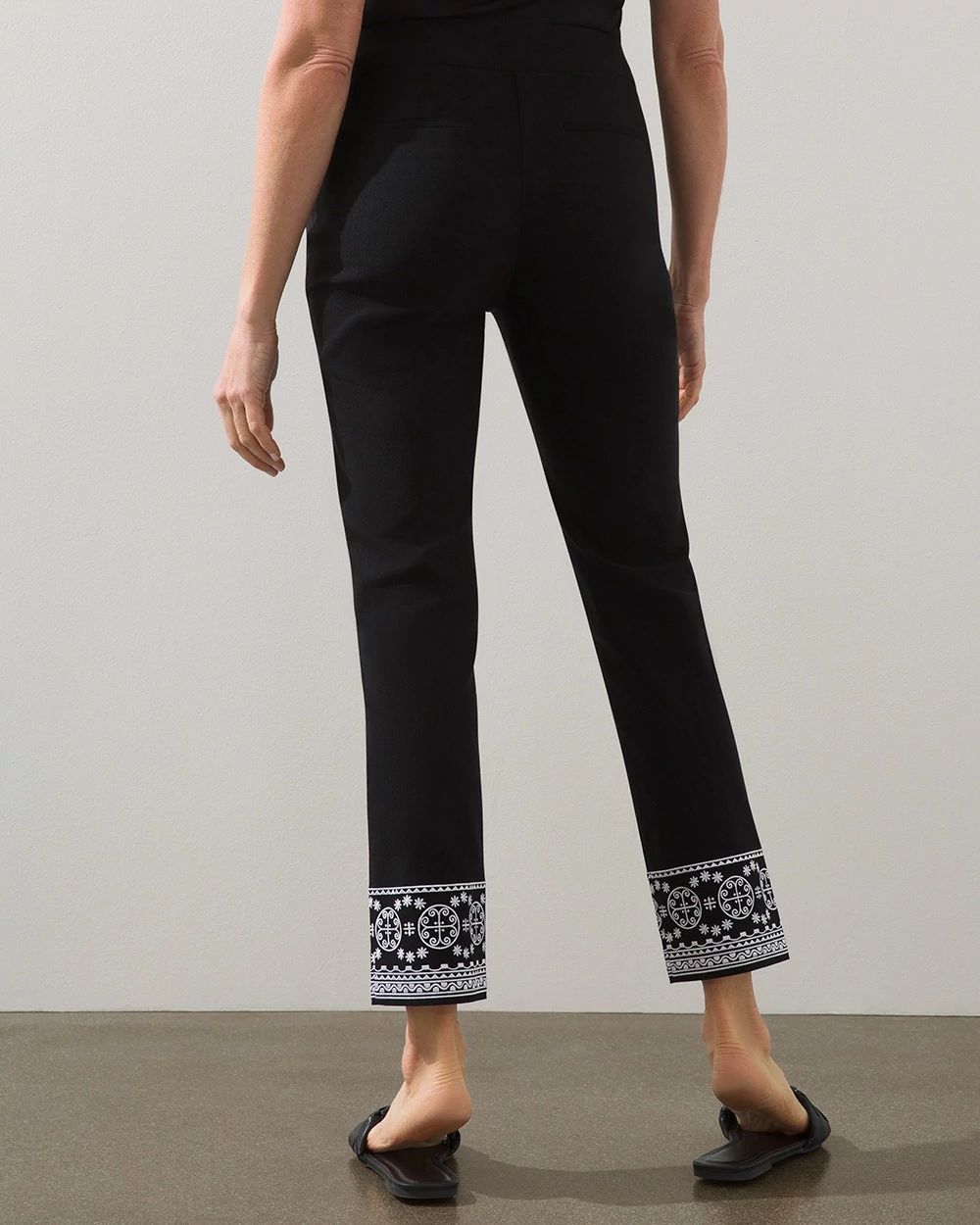 Brigitte Pull-On Embroidered Ankle Pants