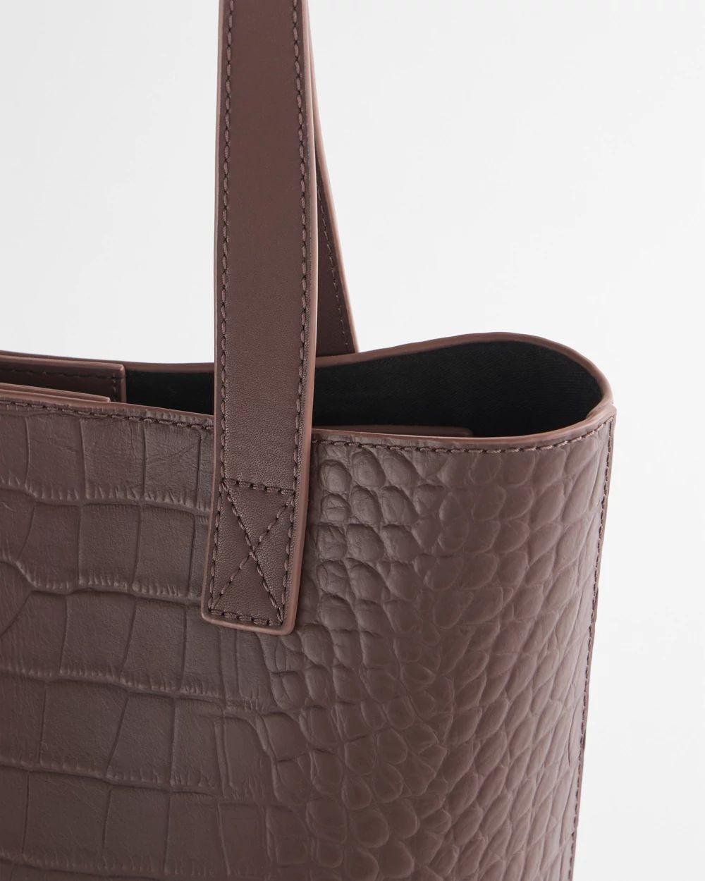 Crocodile Motif Leather Tote Bag