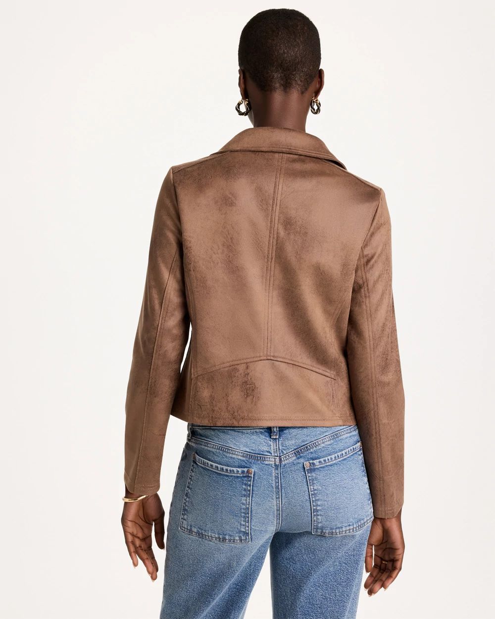 Double-Knit Suede Moto Jacket click to view larger image.