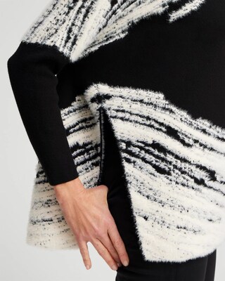 Cashmere Blend Jacquard Sweater Poncho