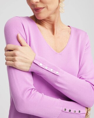 Long Sleeve V-Neck Pullover Sweater click to view larger image.